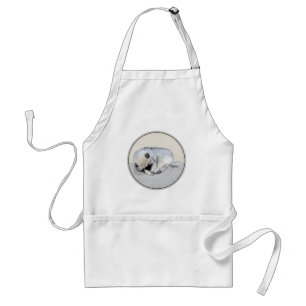 Keeshond Sleeping Puppy Painting Original Dog Art Standard Apron