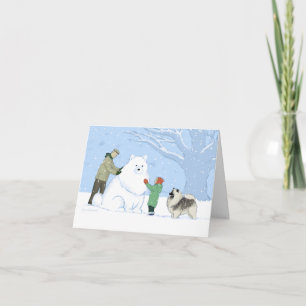 Keeshond Snow Dog Cute Winter Scene Christmas Holiday Card