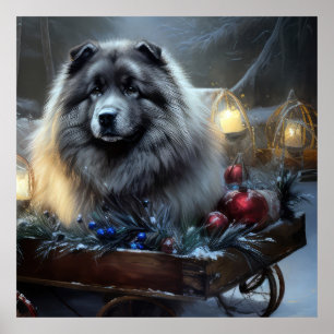 Keeshond Snowy Sleigh Christmas Decor