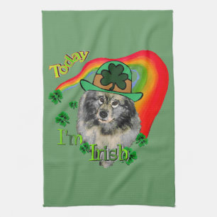 Keeshond St Patricks Day Tea Towel