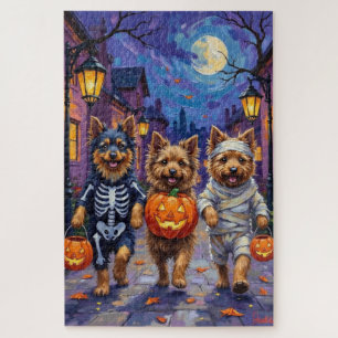 Keeshond Trick-or-Treating in Halloween Costumes Jigsaw Puzzle