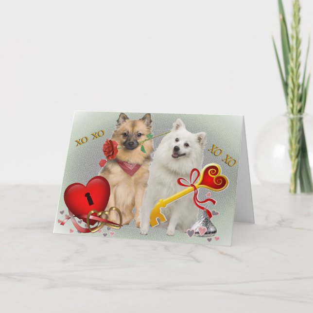 Keeshond Valentine Twosome Cards (Front)