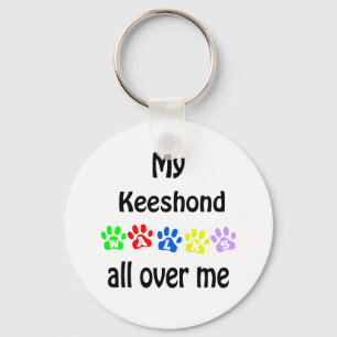 Keeshond Walks Design Key Ring