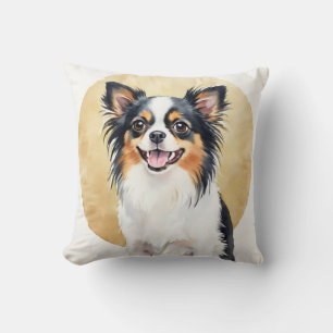 Keeshond Watercolor Spiral Sunburst Art Cushion