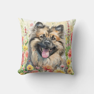 Keeshond Watercolor Throw Pillow