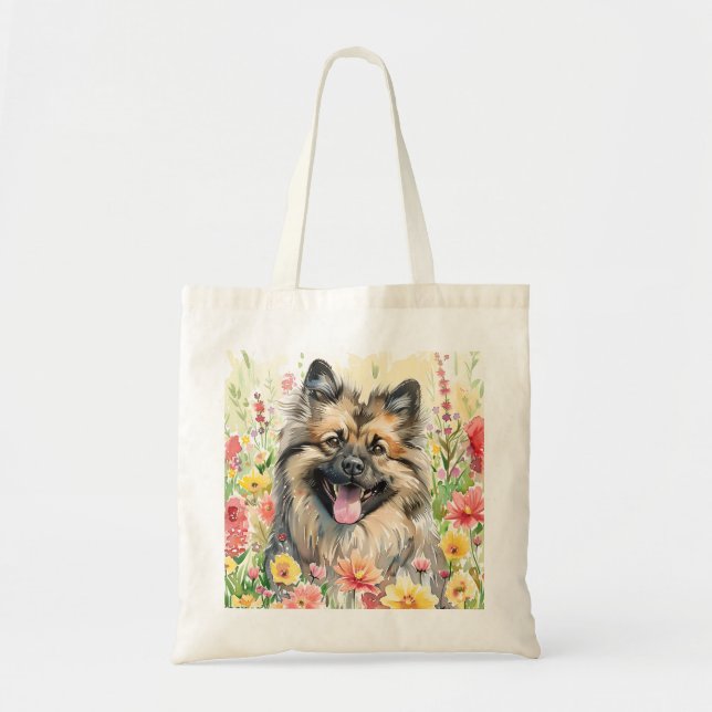 Keeshond Watercolor Tote Bag (Front)