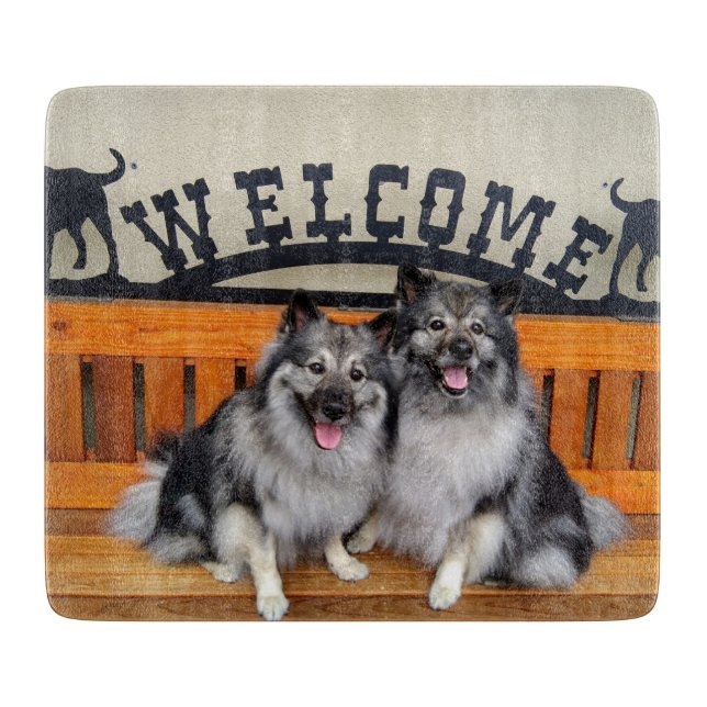 Keeshond Welcome Cutting Board (Front)