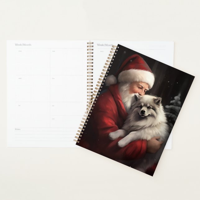 Keeshond With Santa Claus Festive Christmas Planner (Display)
