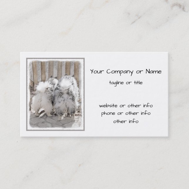Keeshonds at the Gate Painting - Original Dog Art Business Card (Front)