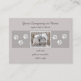 Keeshonds at the Gate Painting - Original Dog Art Business Card
