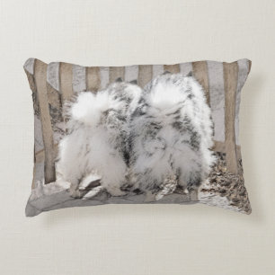 Keeshonds at the Gate Painting - Original Dog Art Decorative Cushion