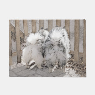 Keeshonds at the Gate Painting - Original Dog Art Doormat