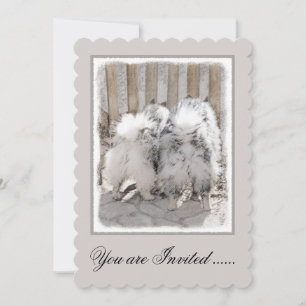 Keeshonds at the Gate Painting - Original Dog Art Invitation