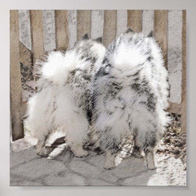 Keeshonds at the Gate Painting - Original Dog Art Poster (Front)