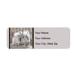 Keeshonds at the Gate Painting - Original Dog Art Return Address Label