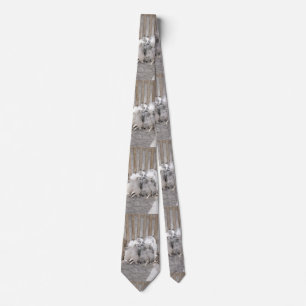Keeshonds at the Gate Painting - Original Dog Art Tie