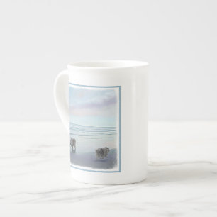 Keeshonds at the Seashore Painting Dog Art Bone China Mug