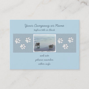Keeshonds at the Seashore Painting Dog Art Business Card