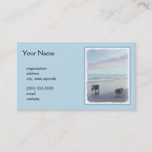 Keeshonds at the Seashore Painting Dog Art Business Card
