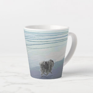 Keeshonds at the Seashore Painting Dog Art Latte Mug