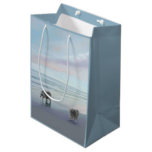 Keeshonds at the Seashore Painting Dog Art Medium Gift Bag