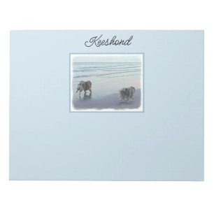Keeshonds at the Seashore Painting Dog Art Notepad