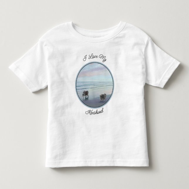 Keeshonds at the Seashore Painting Dog Art Toddler T-Shirt (Front)