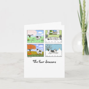 Keeshond's Four Seasons   Cute Keesie Dog Cartoon Card