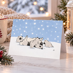 Keesies in the Snow Keeshond Christmas Custom Holiday Card