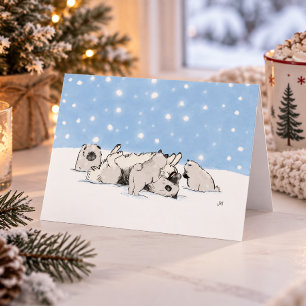 Keesies in the Snow Keeshond Christmas Custom Holiday Card