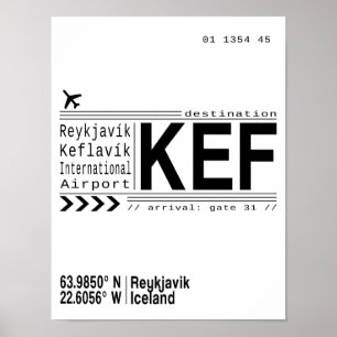 KEF Reykjavik, Iceland airport poster print