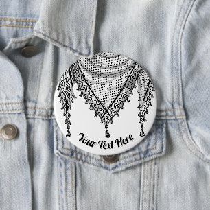 Keffiyeh Palestinian Scarf Traditional Fabric 10 Cm Round Badge