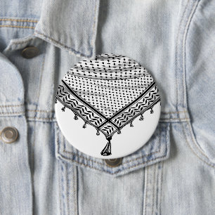 Keffiyeh Palestinian Scarf Traditional Fabric 10 Cm Round Badge
