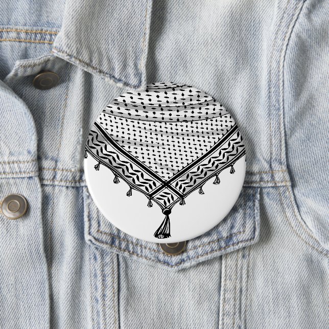 Keffiyeh Palestinian Scarf Traditional Fabric 10 Cm Round Badge (In Situ)