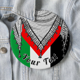 Keffiyeh Palestinian Scarf Traditional Fabric 6 Cm Round Badge