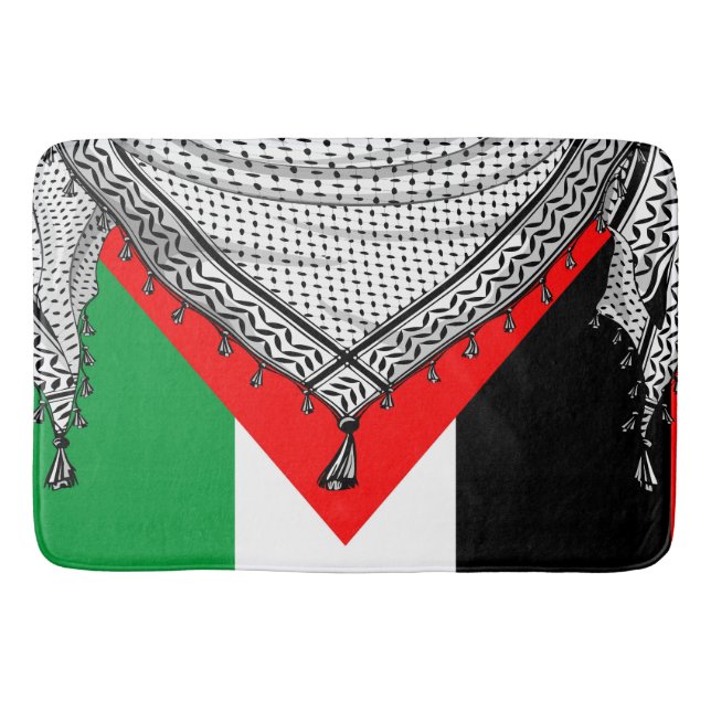 Keffiyeh Palestinian Scarf Traditional Fabric Bath Mat (Front)