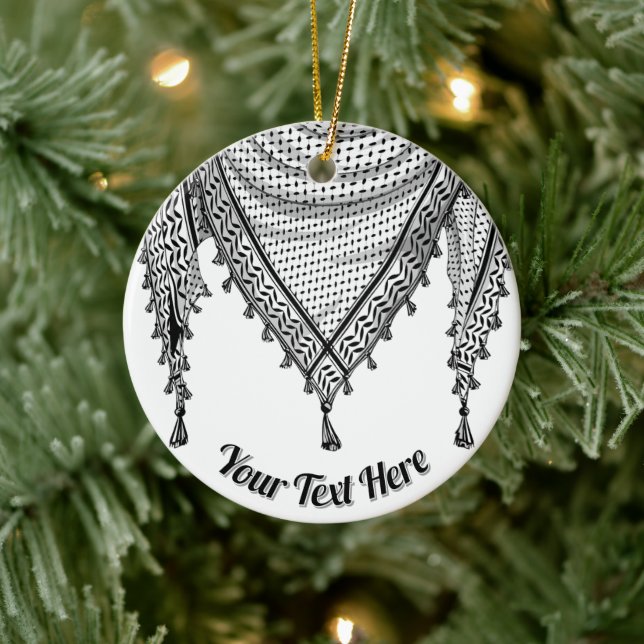 Keffiyeh Palestinian Scarf Traditional Fabric Ceramic Ornament (Tree)