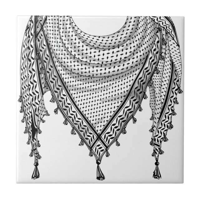Keffiyeh Palestinian Scarf Traditional Fabric Ceramic Tile (Front)