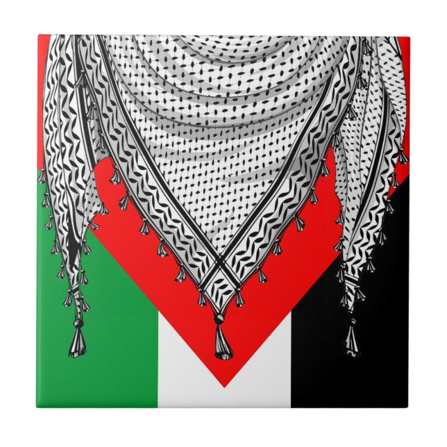 Keffiyeh Palestinian Scarf Traditional Fabric Ceramic Tile (Front)