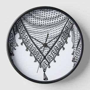 Keffiyeh Palestinian Scarf Traditional Fabric Clock