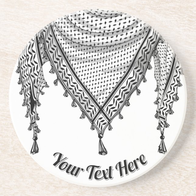 Keffiyeh Palestinian Scarf Traditional Fabric Coaster (Front)