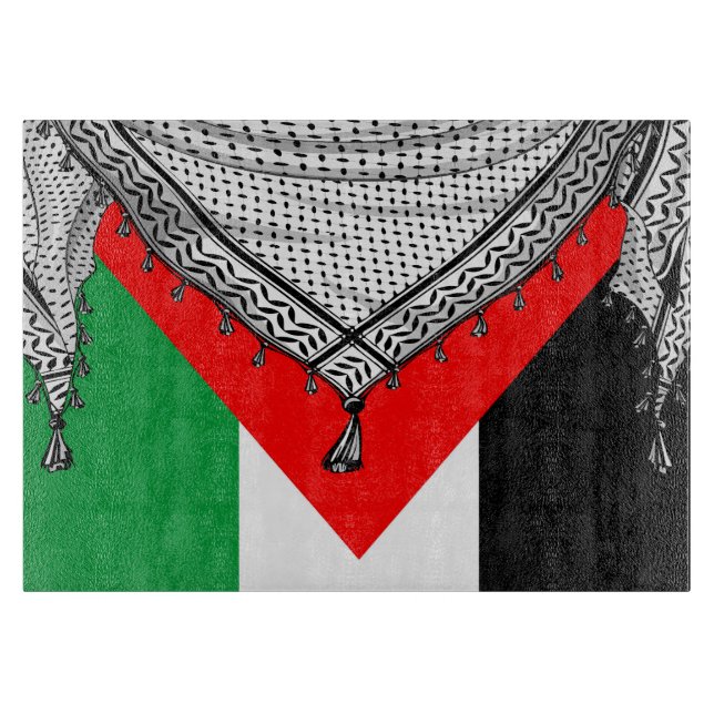 Keffiyeh Palestinian Scarf Traditional Fabric Cutting Board (Front)