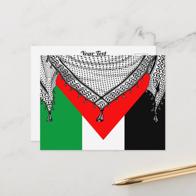 Keffiyeh Palestinian Scarf Traditional Fabric Holiday Postcard (Front/Back In Situ)