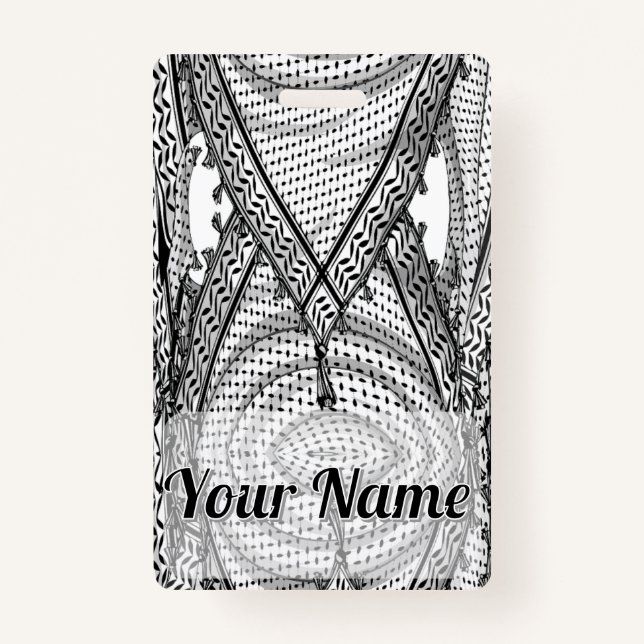 Keffiyeh Palestinian Scarf Traditional Fabric ID Badge (Front)