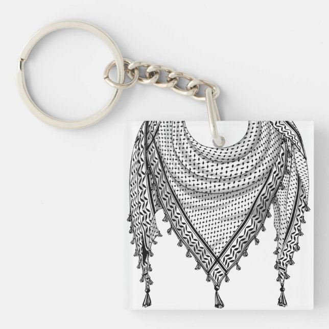 Keffiyeh Palestinian Scarf Traditional Fabric Key Ring (Front)
