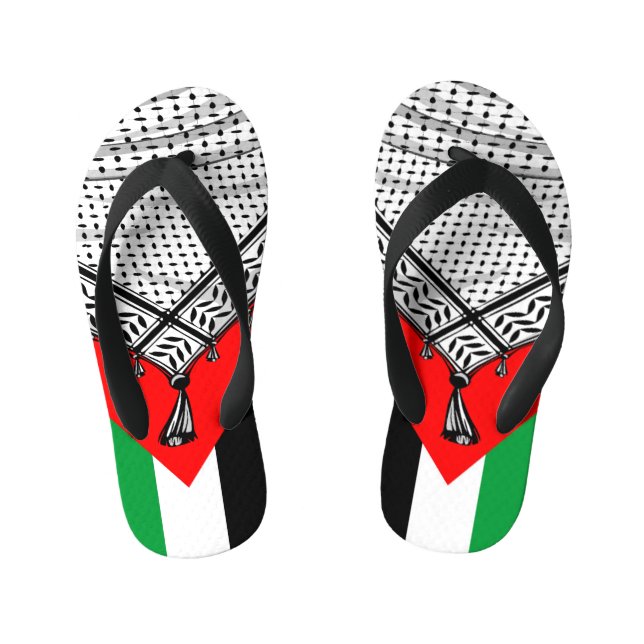 Keffiyeh Palestinian Scarf Traditional Fabric Kid's Thongs (Footbed)