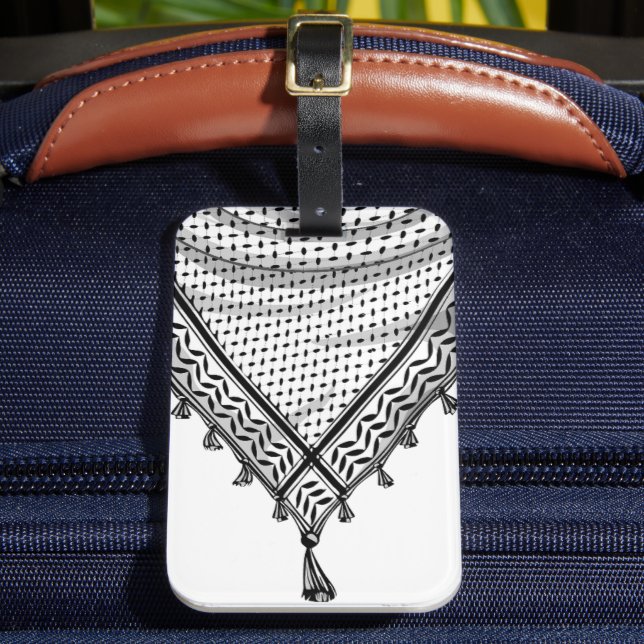 Keffiyeh Palestinian Scarf Traditional Fabric Luggage Tag (Front Insitu 2)