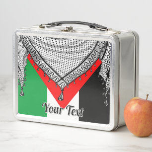 Keffiyeh Palestinian Scarf Traditional Fabric Metal Lunch Box