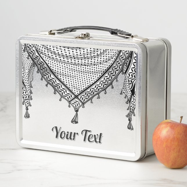 Keffiyeh Palestinian Scarf Traditional Fabric Metal Lunch Box (In Situ)