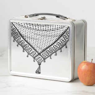 Keffiyeh Palestinian Scarf Traditional Fabric Metal Lunch Box